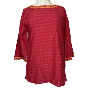 Gudrun Sjoden Tunic Top XS Lagenlook Boho‎ Lightweight Cotton Silk Artsy Folk